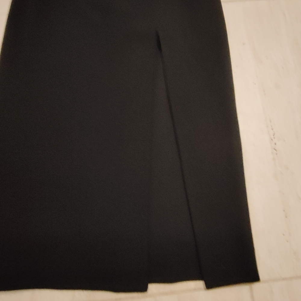Donna Karan NEW York Vintage Black Wool Midi Skirt 12 Slit Union Made Slit - Picture 5 of 10